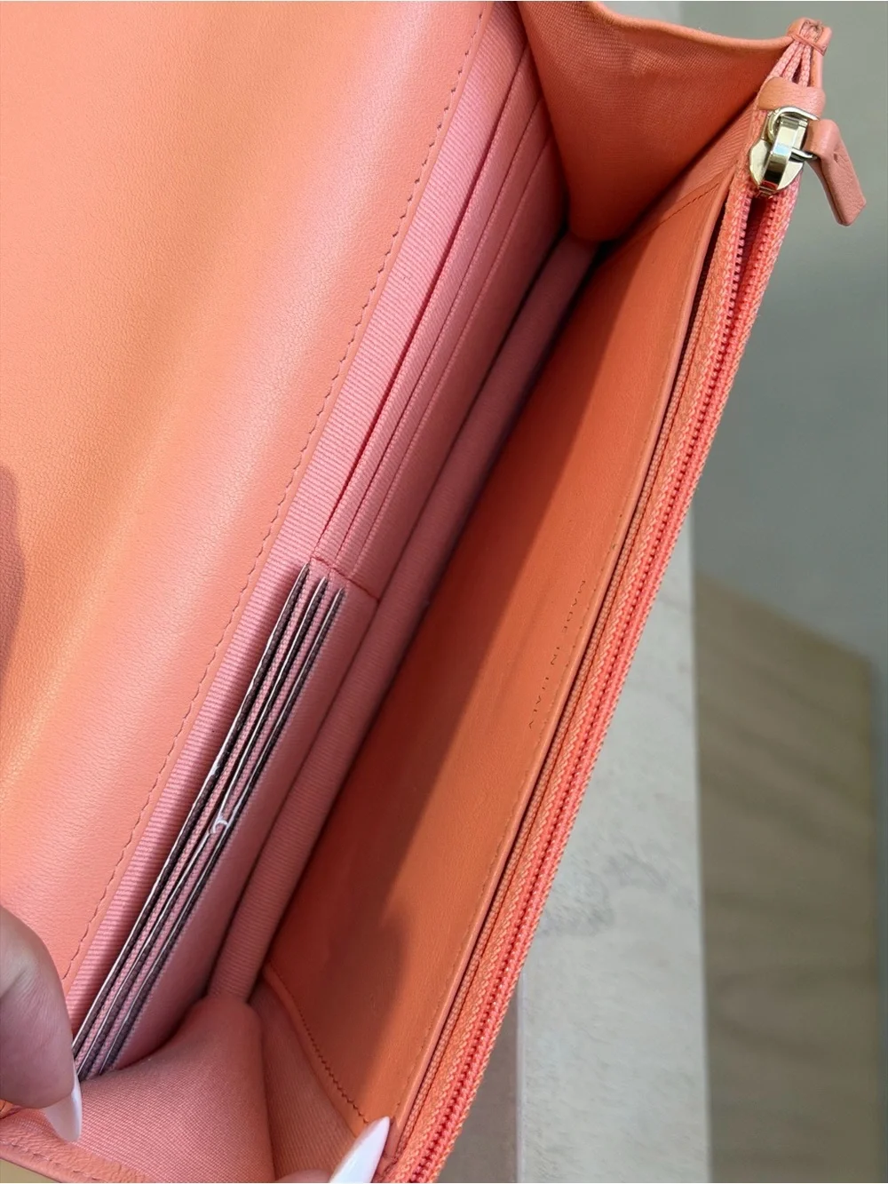 CHANEL 19 Wallet on Chain Salmon Lambskin Quilted mixed metal hardware